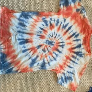 Dark blue and red tie-dye shirt